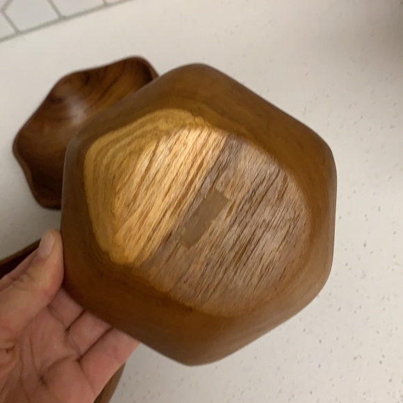 Mid Century Modern Teak Wood Salad nuts snacks Bowls Set of 3 home decor - Picture 5 of 12